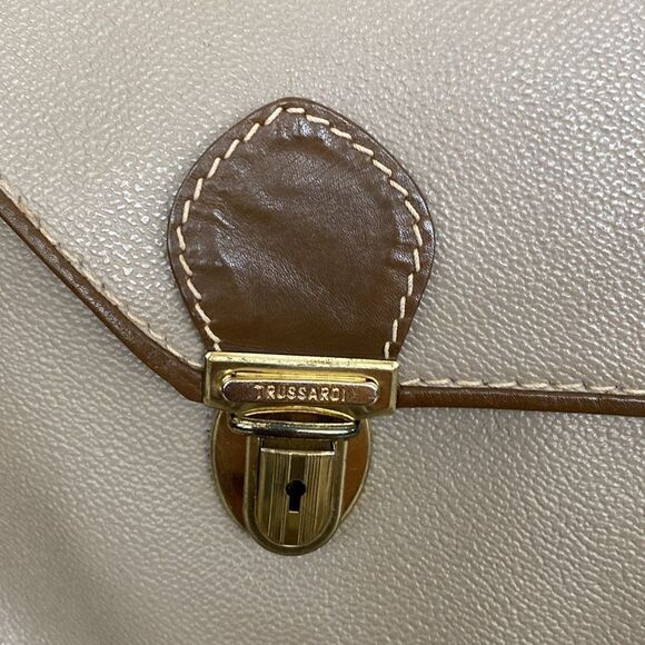 Trussardi Crespo Collection Italian Leather Unisex Messenger Bag Vintage - Picture 7 of 16